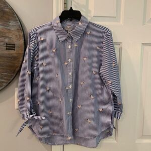 Marc New York Flamingo Striped Tie Cuff Shirt L